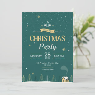 Green Modern Christmas Party  Invitation