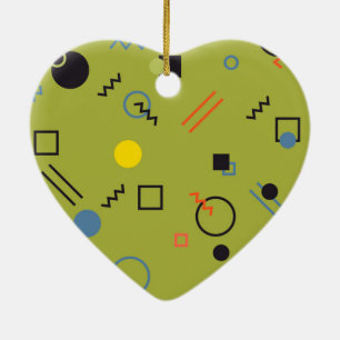 Green, modern, cool, trendy, urban,Memphis pattern Ceramic Ornament