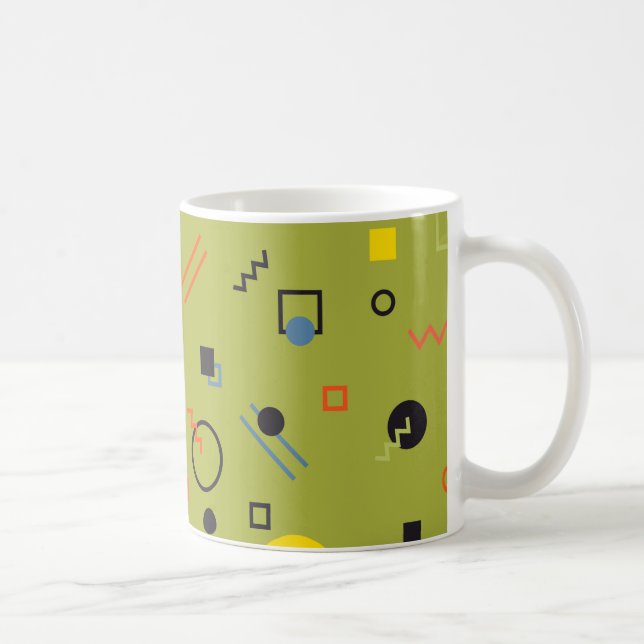 Green, modern, cool, trendy, urban,Memphis pattern Coffee Mug (Right)