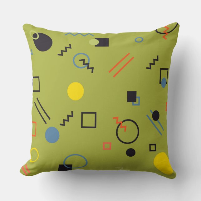 Green, modern, cool, trendy, urban,Memphis pattern Cushion (Front)
