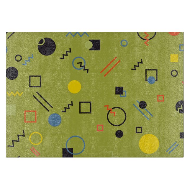 Green, modern, cool, trendy, urban,Memphis pattern Cutting Board (Front)
