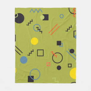 Green, modern, cool, trendy, urban,Memphis pattern Fleece Blanket