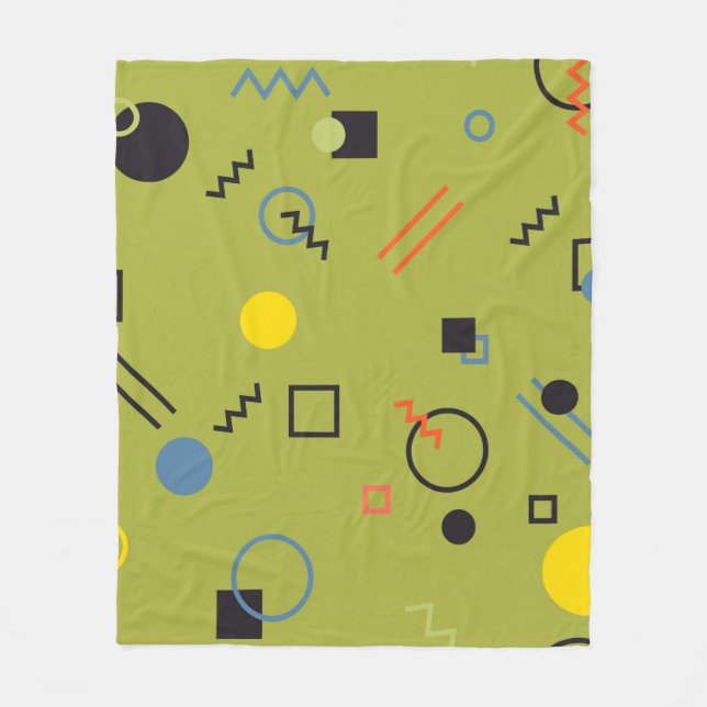 Green, modern, cool, trendy, urban,Memphis pattern Fleece Blanket (Front)