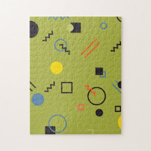 Green, modern, cool, trendy, urban,Memphis pattern Jigsaw Puzzle