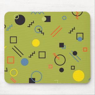 Green, modern, cool, trendy, urban,Memphis pattern Mouse Pad