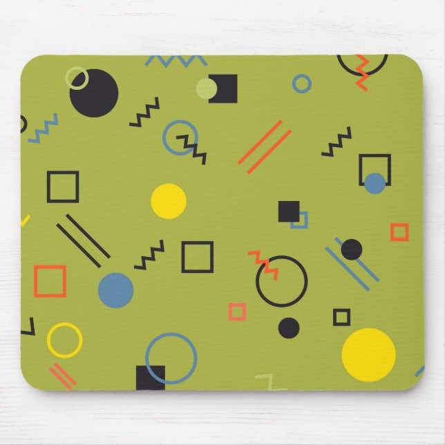 Green, modern, cool, trendy, urban,Memphis pattern Mouse Pad (Front)