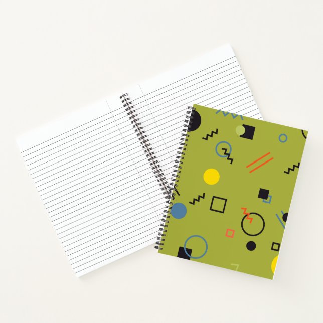 Green, modern, cool, trendy, urban,Memphis pattern Notebook (Inside)