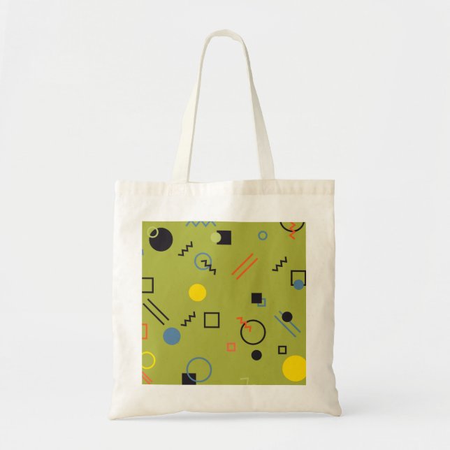 Green, modern, cool, trendy, urban,Memphis pattern Tote Bag (Front)
