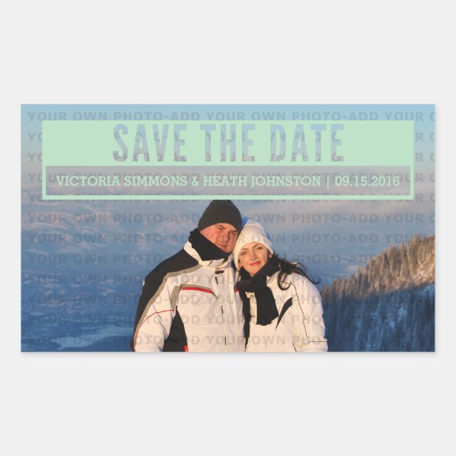 Green Modern Cut Out Save the Date Stickers (Front)