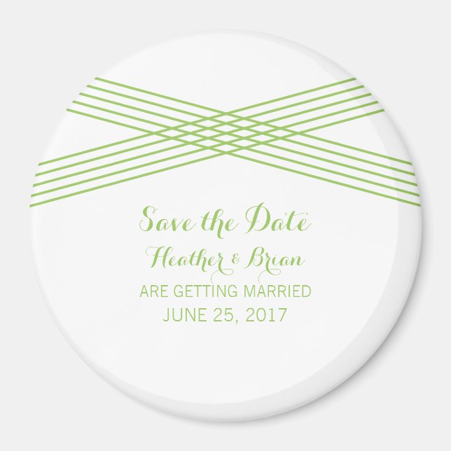 Green Modern Deco Save the Date Magnet (Front)