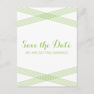 Green Modern Deco Save the Date Postcard