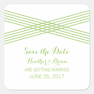 Green Modern Deco Save the Date Stickers