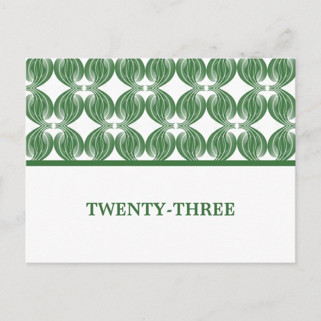Green Modern Deco Table Number Postcard (Front)