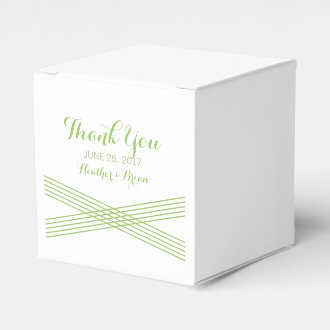 Green Modern Deco Wedding Favour Boxes (Front Side)