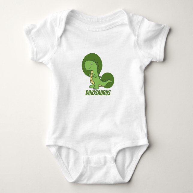 Green Modern Dinosaur T-Shirt Baby Bodysuit (Front)