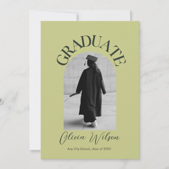 green Modern Elegant  chic Graduation Invitation (Front)