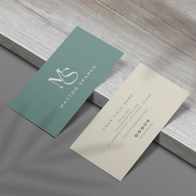 Green Modern Elegant Minimalist Business Card (Creator Uploaded)