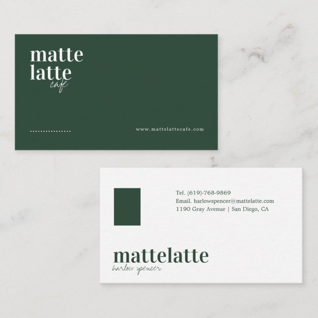 Green | Modern Elegant Minimalist Professional Business Card (Front/Back)