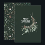 Green modern elegant watercolor botanical rustic holiday card<br><div class="desc">Dark green modern elegant rustic watercolor dried botanical floral muted colours holiday Christmas card.</div>