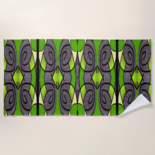 Green Modern Expressionism Beach Towel
