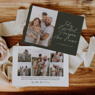 Green Modern Feliz Navidad Script Christmas Holiday Card