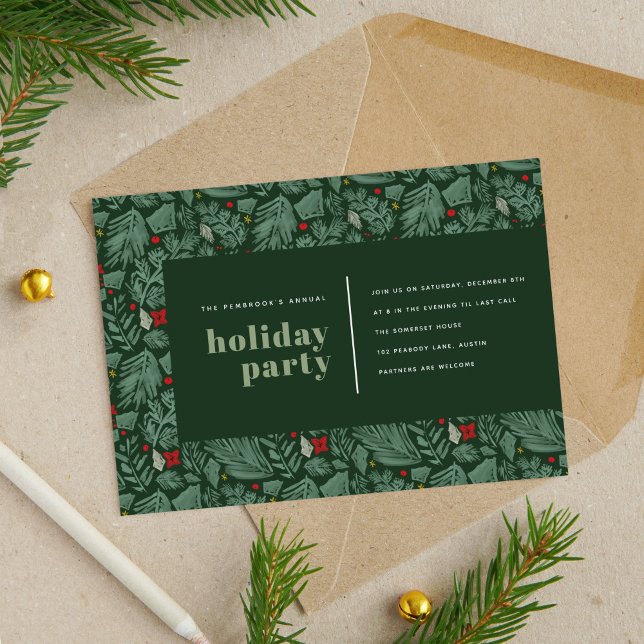 Green Modern Festive Botanical Holiday Party (Green Modern Festive Botanical Holiday Party)