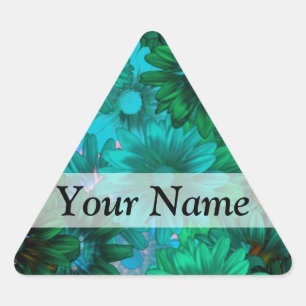 Green modern floral triangle sticker