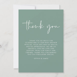 Green Modern Gender Neutral Baby Shower Thank You Invitation