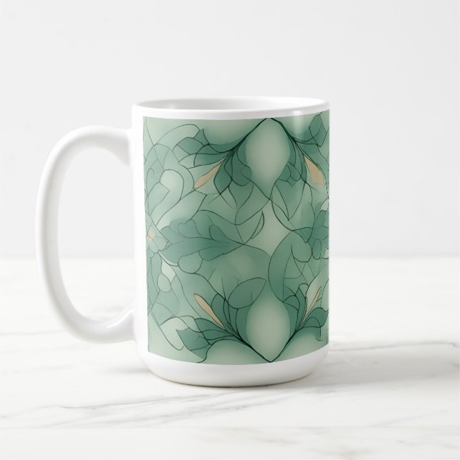 Green Modern Geo Pattern Coffee Mug (Left)