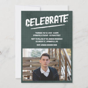 Green Modern Grunge Photo Invitation