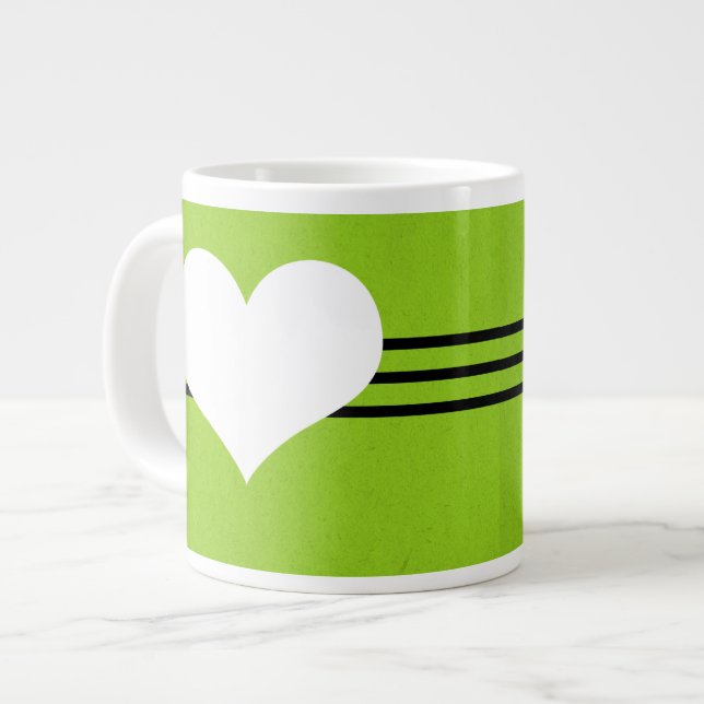 Green Modern Heart Jumbo Mug (Front Left)