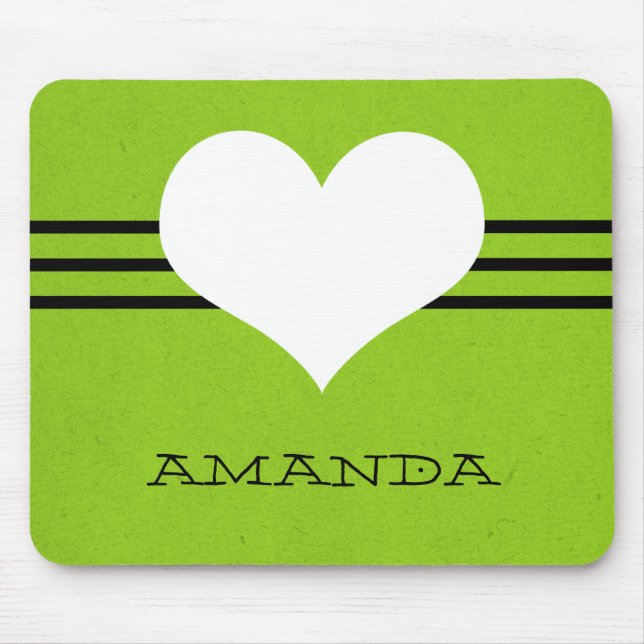 Green Modern Heart Mousepad (Front)