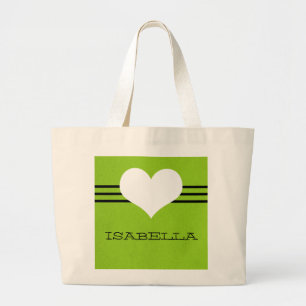 Green Modern Heart Tote Bag