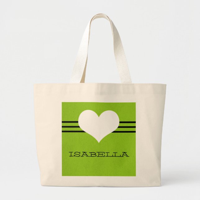 Green Modern Heart Tote Bag (Front)