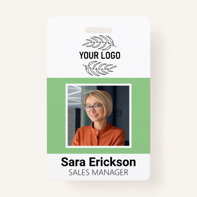 Green Modern ID Card Business Employee ID Badge (Front)