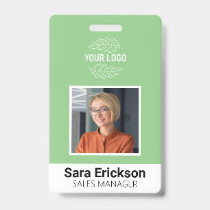 Green Modern ID Card Business Employee QR  Badge