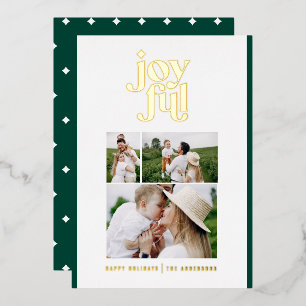 green modern joyful 3 photo foil holiday