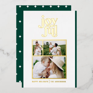 green modern joyful 3 photo foil holiday