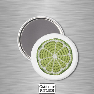 Green Modern Minimal Fresh Crochet Lime Slice Magnet