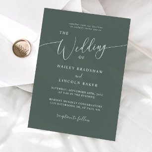 Green Modern Minimal Photo Wedding  Invitation