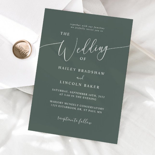 Green Modern Minimal Photo Wedding  Invitation (Creator Uploaded)