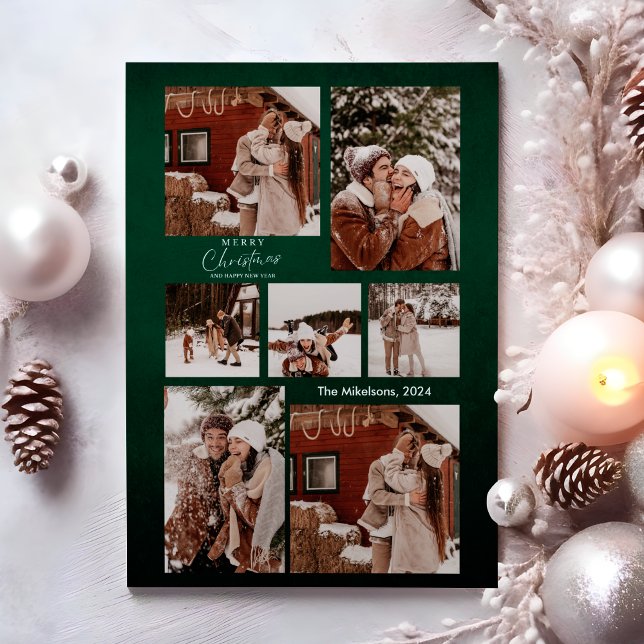 Green Modern Minimalist Christmas Couple Photo  Holiday Card (Creator Uploaded)