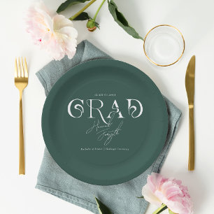 Green Modern Minimalist   Graduation Party Paper Plate