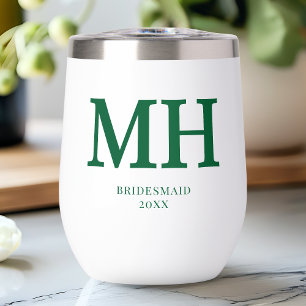 Green Modern Monogram Chic Bridal Party Bridesmaid