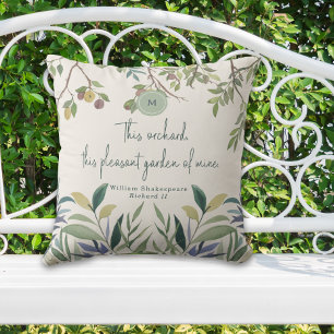 Green Modern Monogram Summer Quote Shakespeare Cushion
