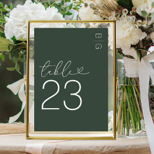 Green Modern Monogram Wedding Table Number
