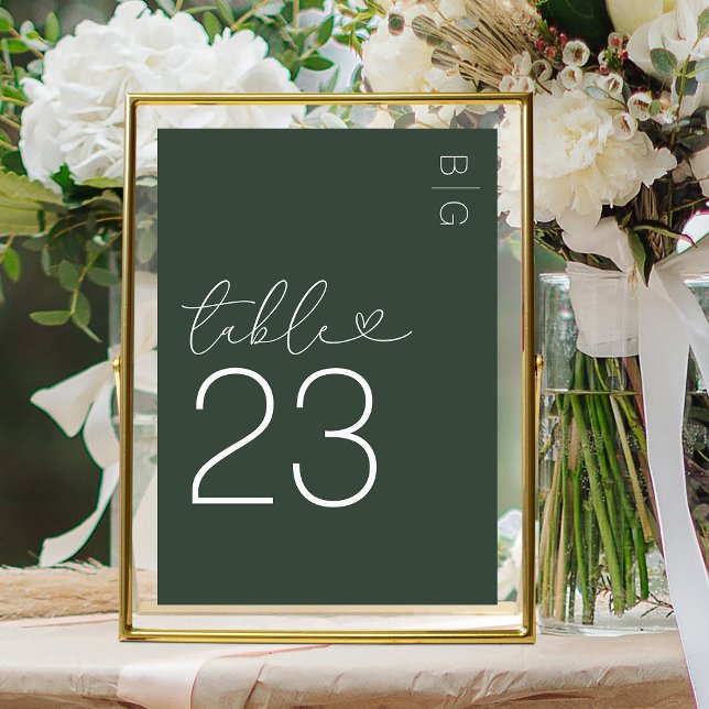 Green Modern Monogram Wedding Table Number (Creator Uploaded)