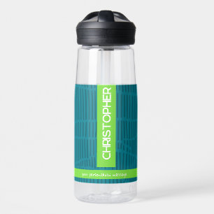 Green Modern Personalised Name Water Bottle