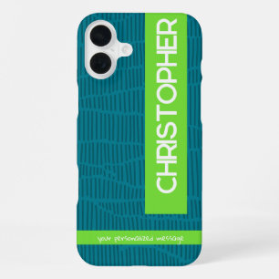 Green Modern Personalized Name iPhone 16 Plus Case
