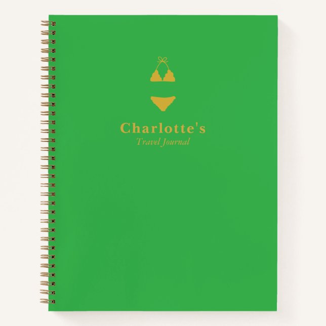 Green Modern Personalized Travel Notebook (Front)